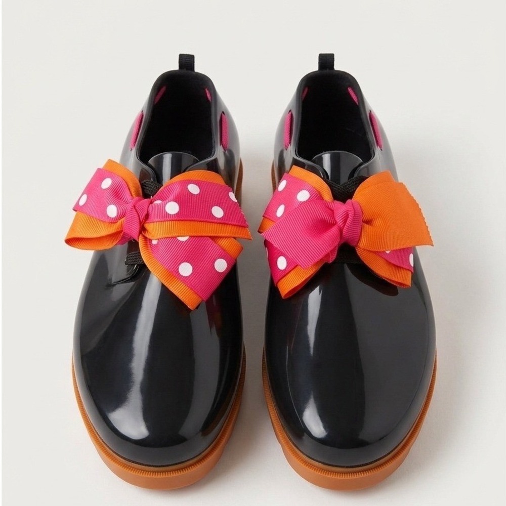 Midwest Black‎ Rubber Gardening Loafers Pink Orange Polka Dot Bow Sz 7 Nature